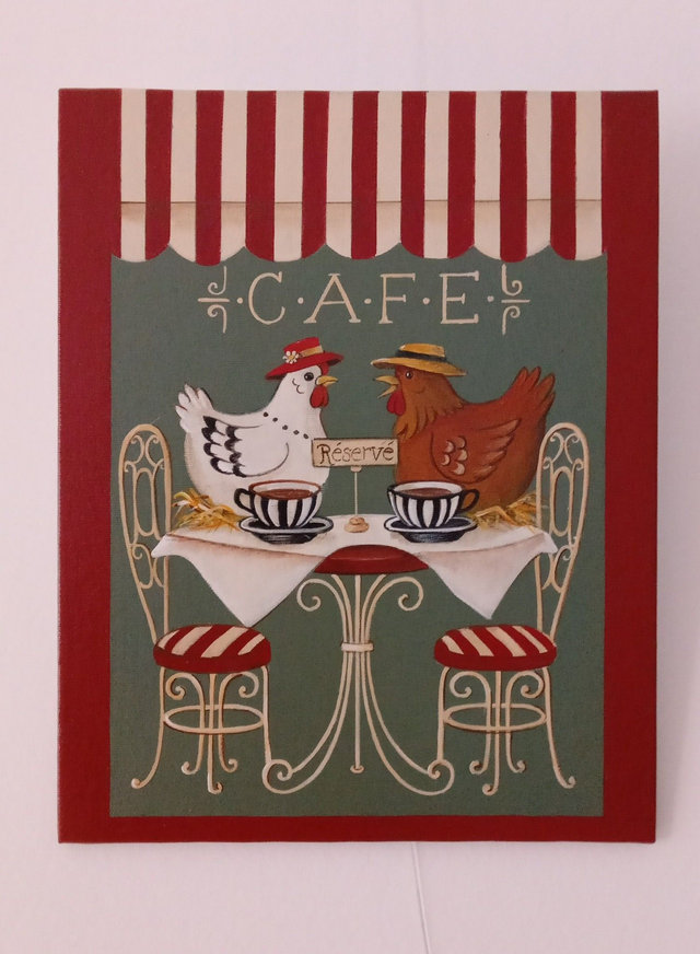 Carton toilé "le café des cocottes"