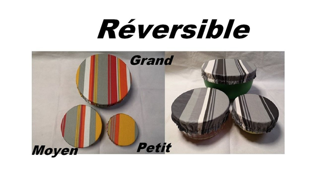 Lot de 3 pièces réversible - Blanc, jaune, orange, gris et rouge