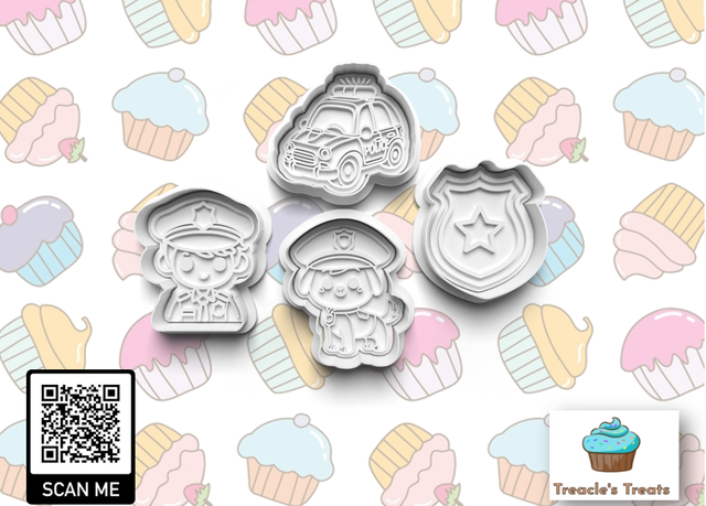 Police Theme Fondant/cookie stamps with cutters