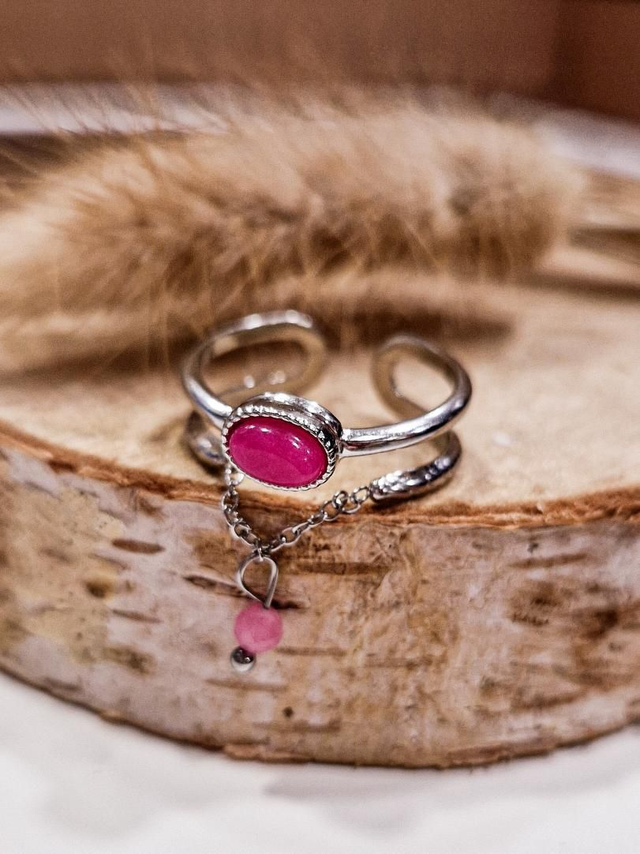 Bague "Serena" - Modèle rose et argenté 