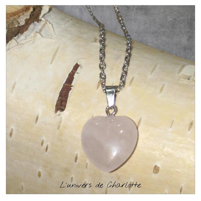 Pendentif "Quartz rose" coeur PN-550