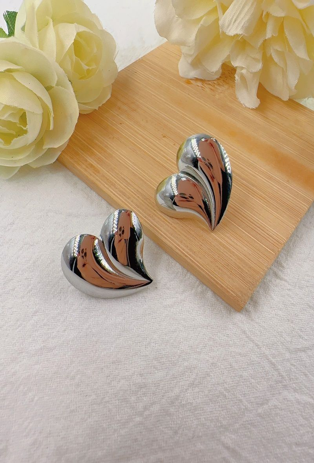 Boucles d'oreilles cœur argenté