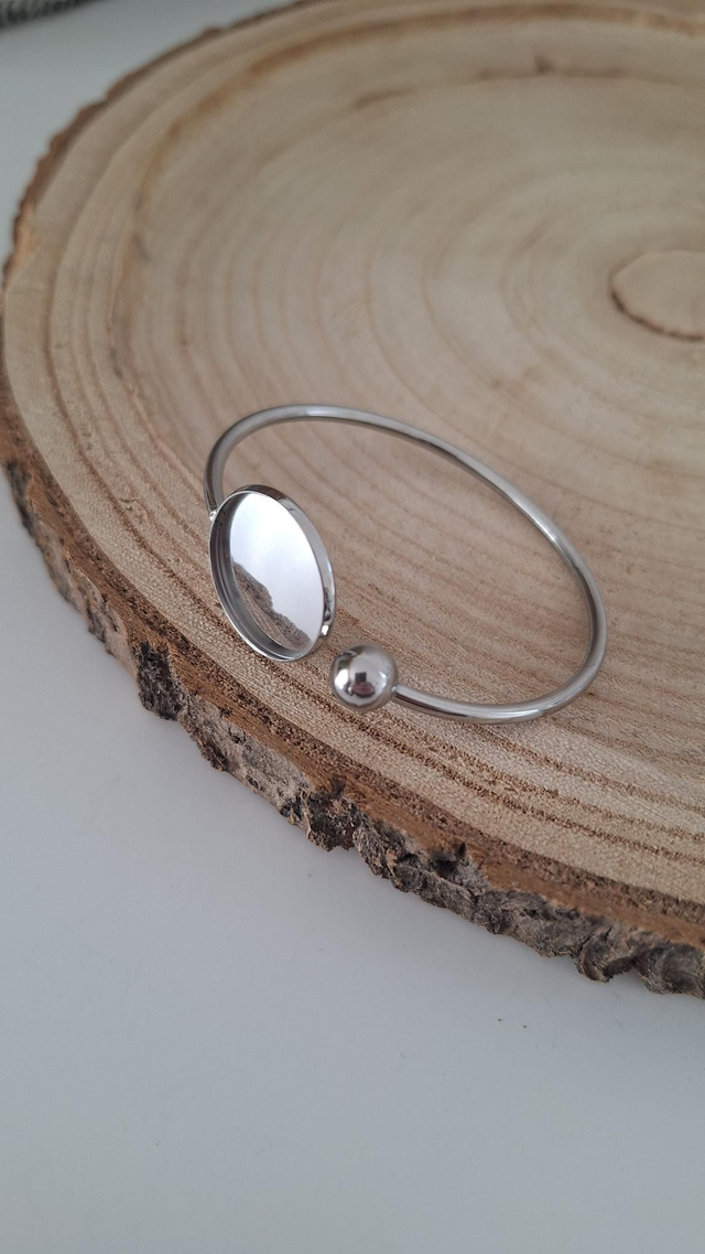 Bracelet Jonc Rond Argenté Personnalisable 