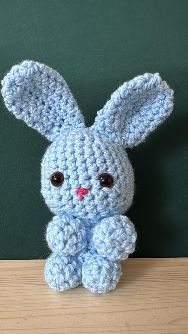 Large Woven Rabbit - Blue with Brown Eyes