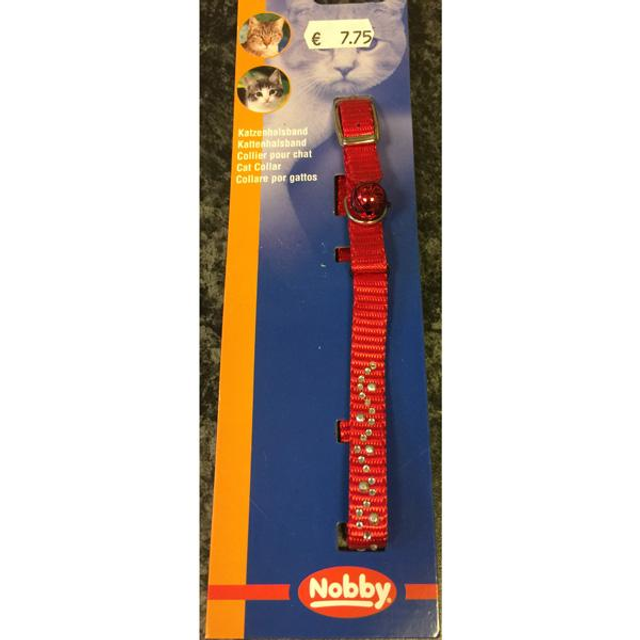 Nobby kattenhalsbandje strass met belletje