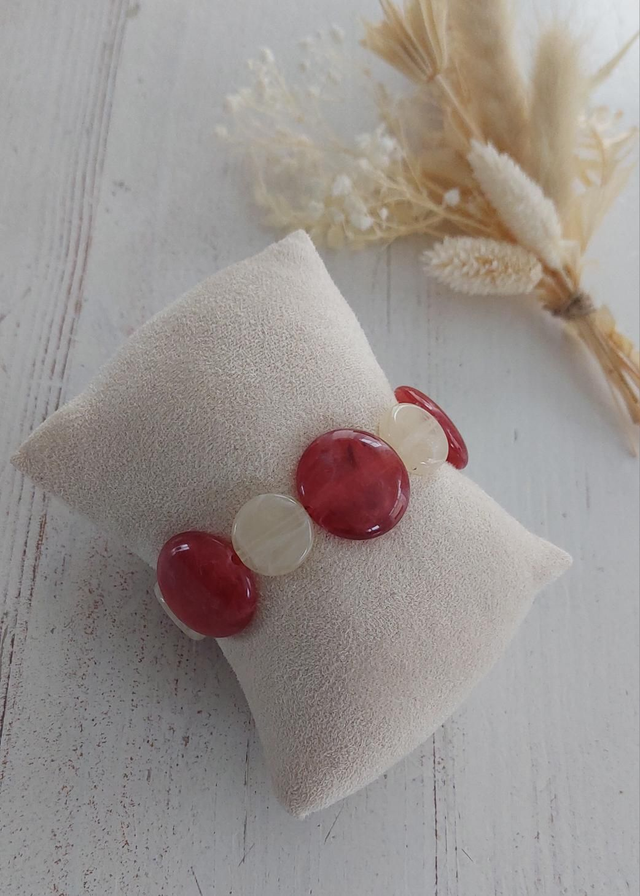 Bracelet Marcelin Rouge cerise et blanc