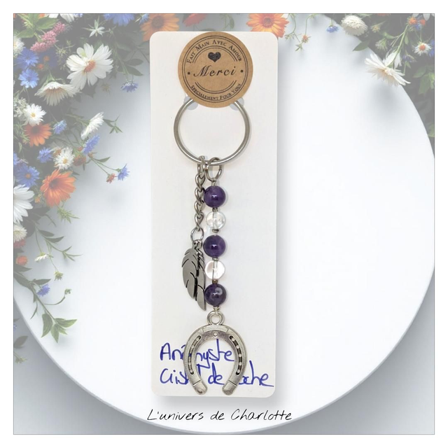 Porte-clés "Améthyste" fer à cheval PC-001
