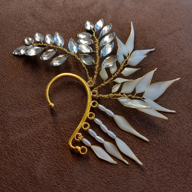 Tour d'oreille de mariage en résine blanche "FOLIE DOUCE" - accessoire de la mariée