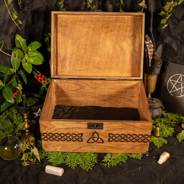 XL Celtic Wolf Hand Burned wooden Box