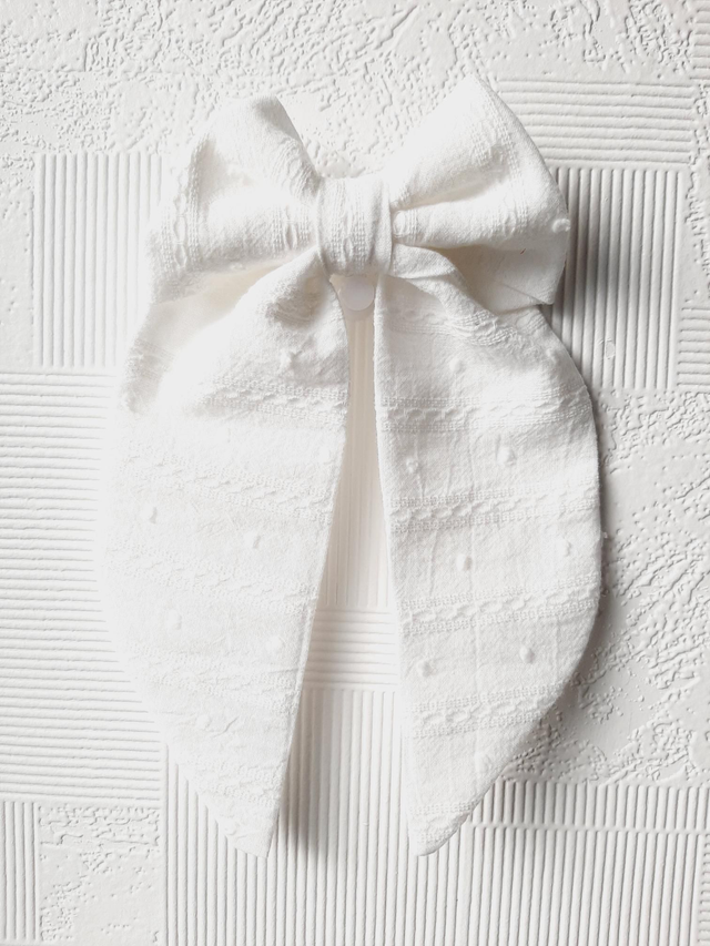 Barrette noeud &quot;Blanc comme neige&quot;