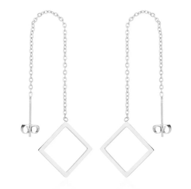 Threader Earrings - Square Pendant