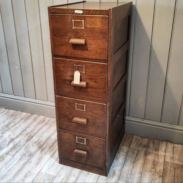 Antique oak filing cabinet