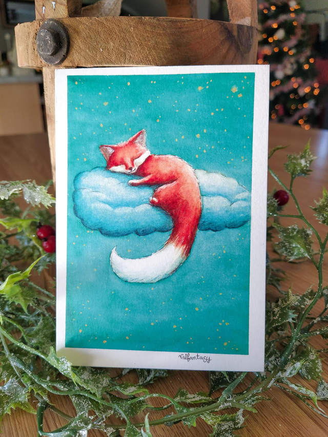 Carte "Renard rêveur", 10 x 15 cm