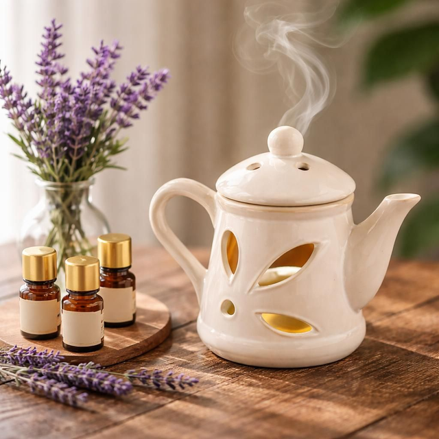 "Sorbet vanille" - Brûleur huile &amp; Fondant - Céramique 