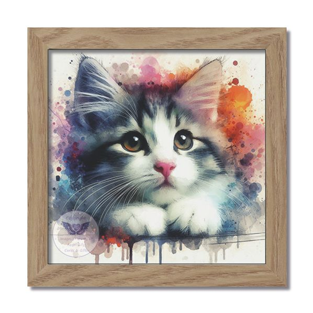 Artistic print of cat in square frame (C23)