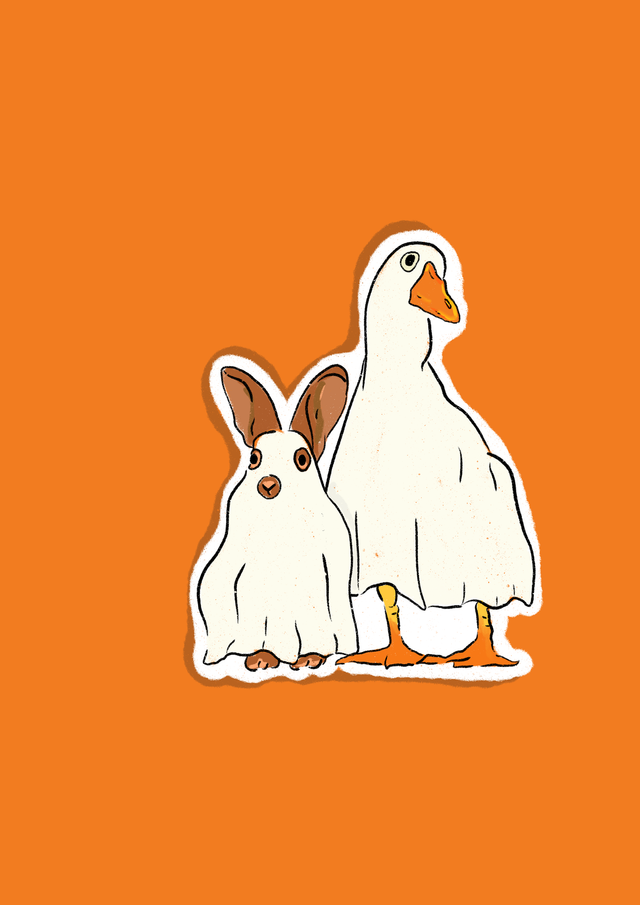 Sticker lapin et oie fantôme  