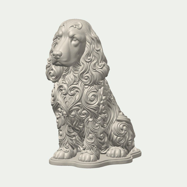 English Cocker Spaniel Statue on Sculpted Base