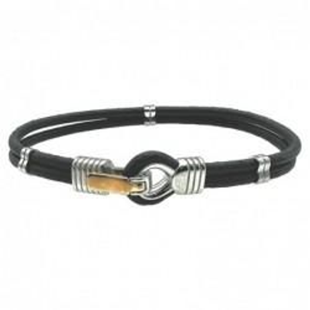 Bracciale uomo in cuoio con inserti in acciaio 