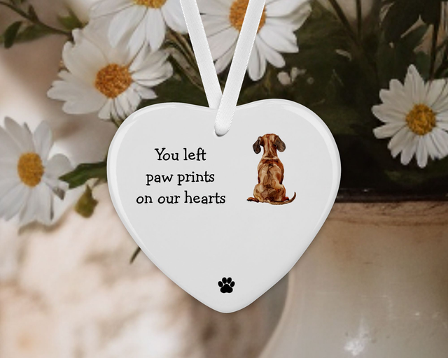 "Dachshund"  Personalised Pet Memorial Ceramic Heart   
