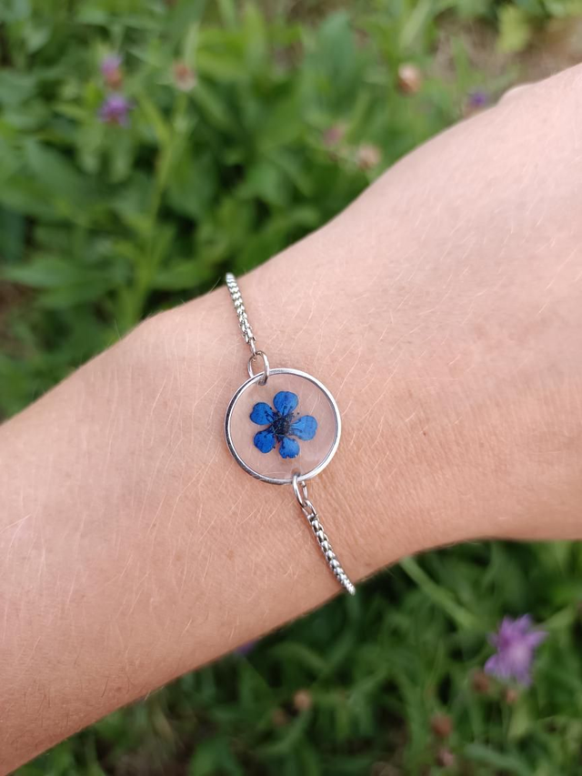 Bracelet Fleur séchée Bleue