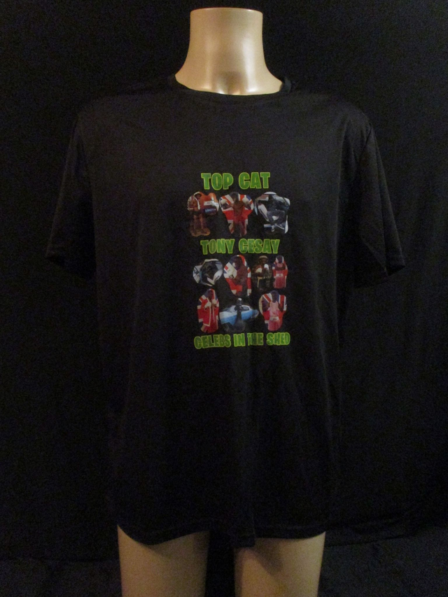 Tony Cesay ABA Champion Boxer Picture T-Shirt (Green &amp; Yellow Logo) ADULT 100% Polyester Crew Neck BLACK (X-Large) Top 