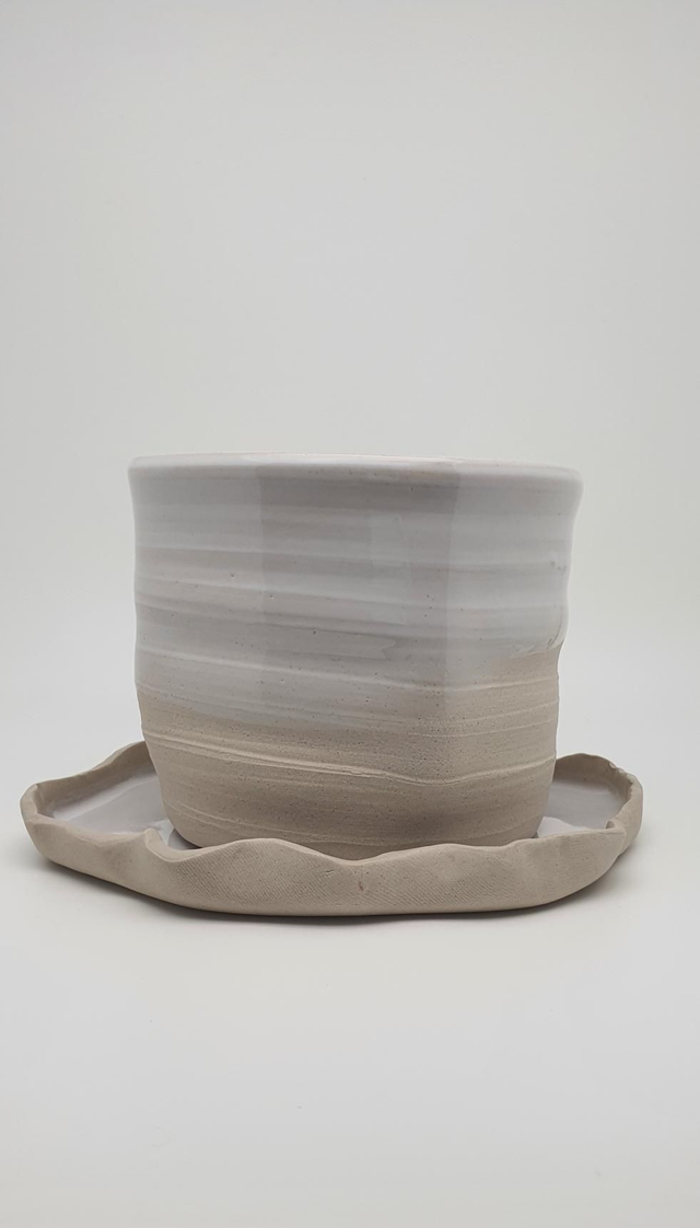 Vase Forme Carré En Grès 