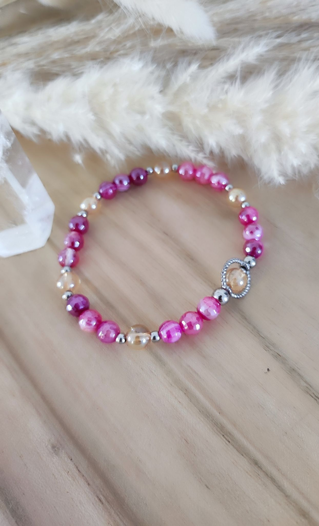 Bracelet "Émotionnel" Agate rose teintée