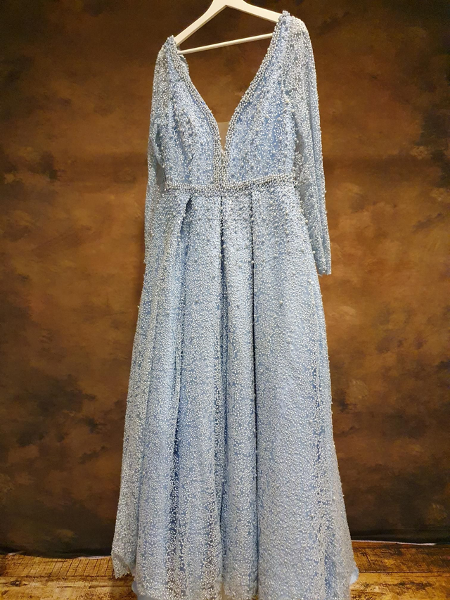 Hennakleid Prinzessin Kleid Blau mit Perlen M