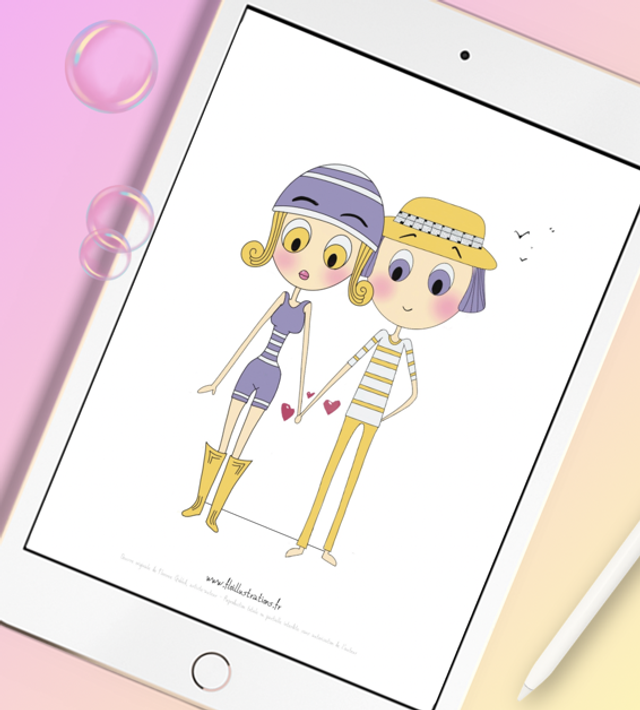 Couple amoureux - Couple avec cœurs entre les mains