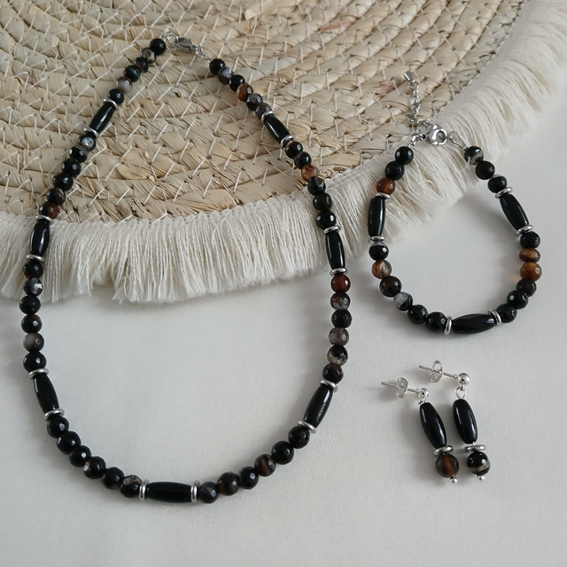 Dames sieradenset Agaat en Onyx  (1.316)