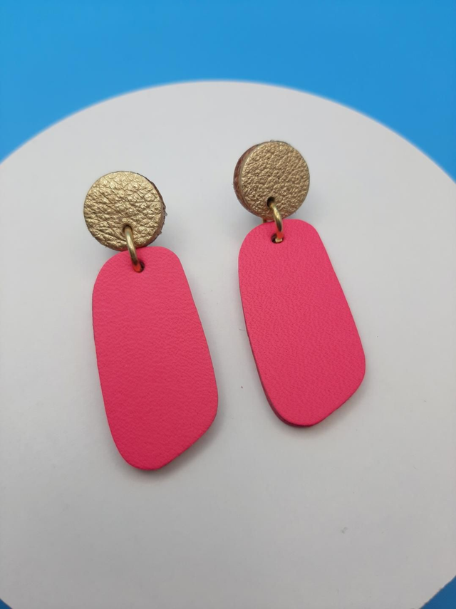 SALE! Pebble drop earrings  - pink / gold