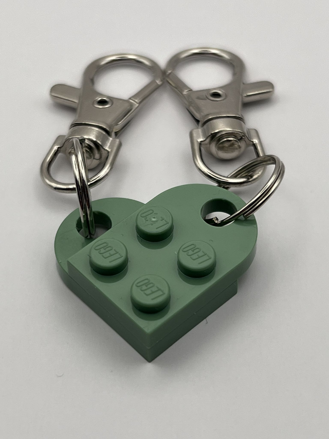 Lego Heart Keyring - Sage Green.