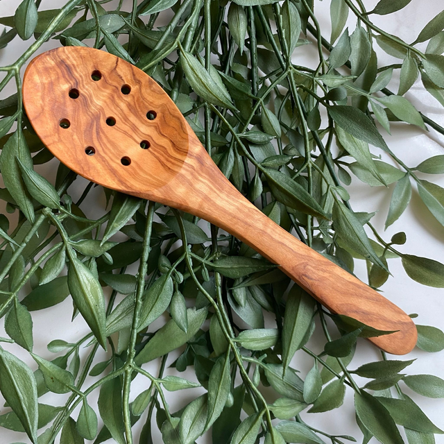 Olive wood Slotted pickle/olive spoon