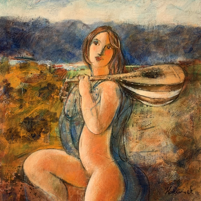 Muse musicienne 40x40cm