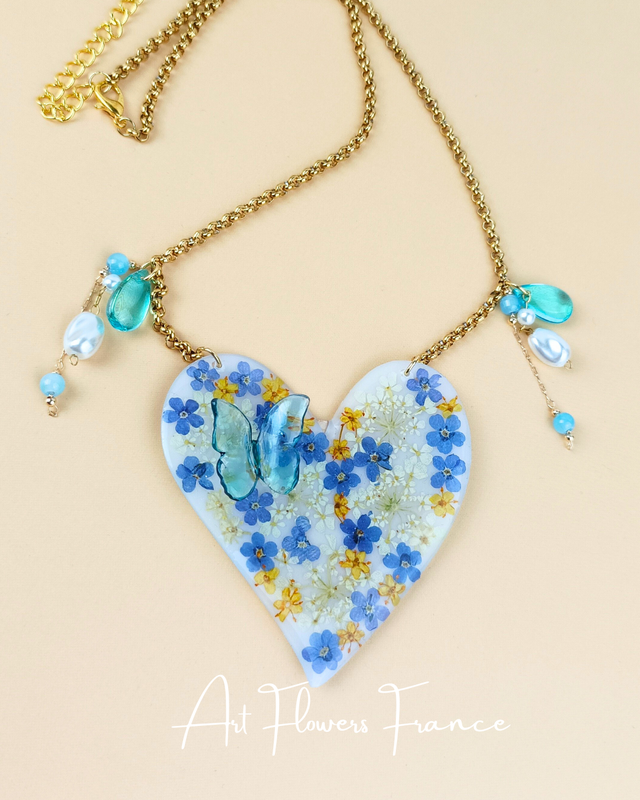 Collier cœur Myosotis