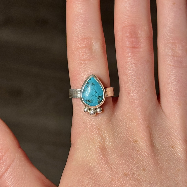 Pear Trio Turquoise Ring