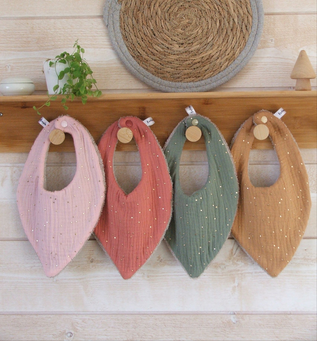 Bavoirs bandana &quot;double gaze de coton&quot;