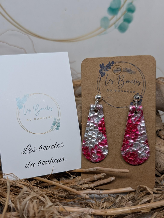 Boucles d'oreilles Simply fushia s003