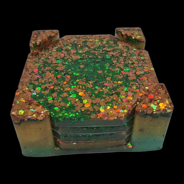 Ensemble de 4 dessous de verres et son support - Collection Narcisse Minérale