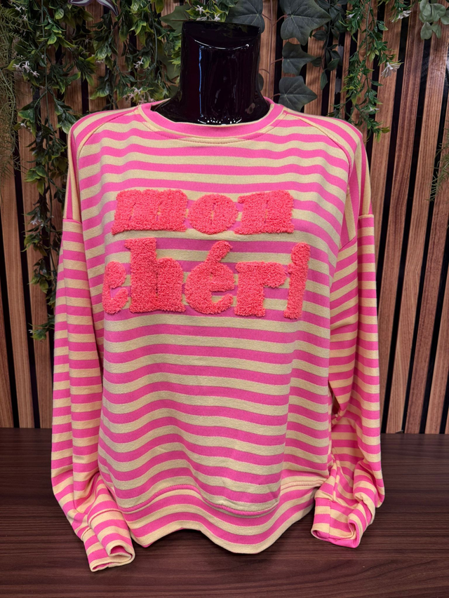 Sweater mon chéri - roze/geel