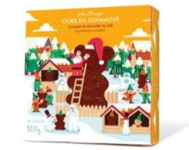 20 ours en guimauve et cœur caramel enrobés de chocolat au lait