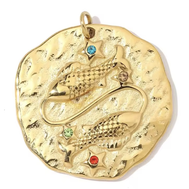 Charm segno zodiacale pesci con zirconi 