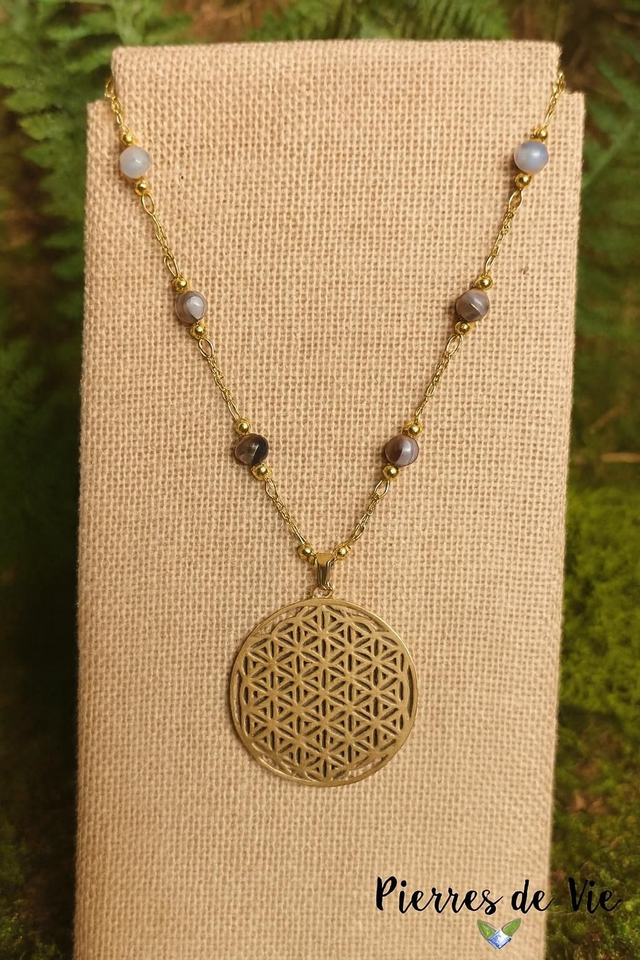 Collier Agate Botswana - Harmonie & Lumière