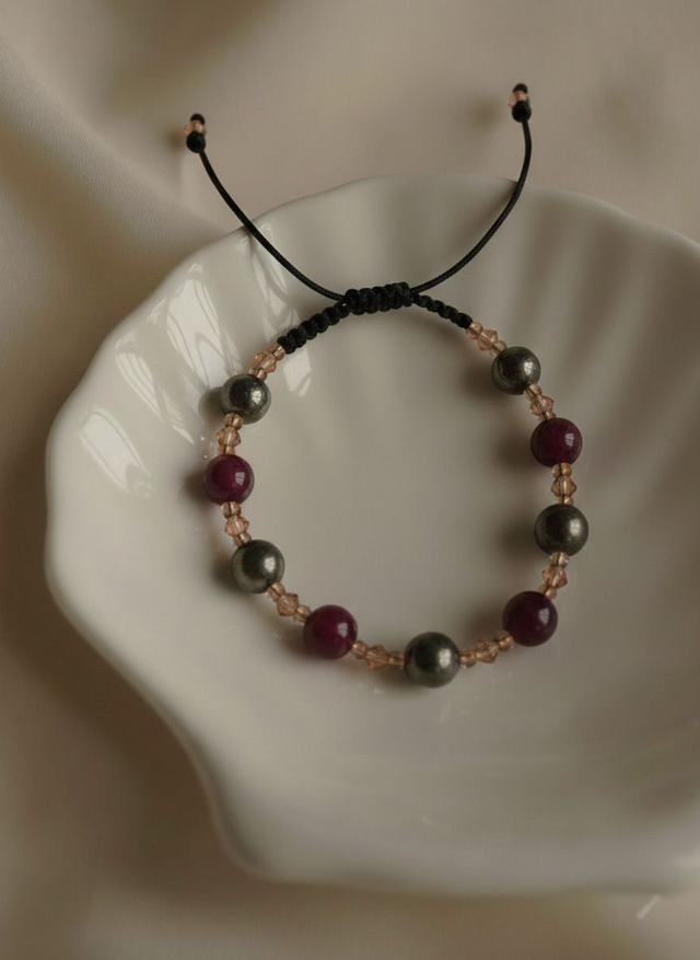 Bracelet en pyrite et grenat almandin