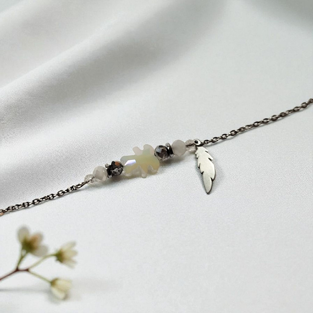 Bracelet acier inoxydable blanc et argenté