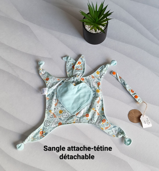 Doudou Lapin Range Tétine "Animaux de la forêt " - Coton & Minky