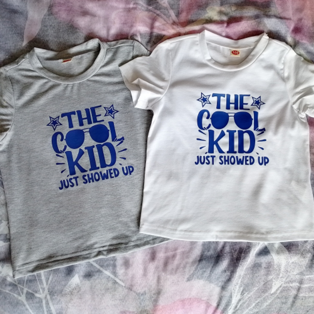 Boys The Cool Kid Just Showed Up T-Shirt - Grey Or White - Age 3-4 &amp; 4-5 Years