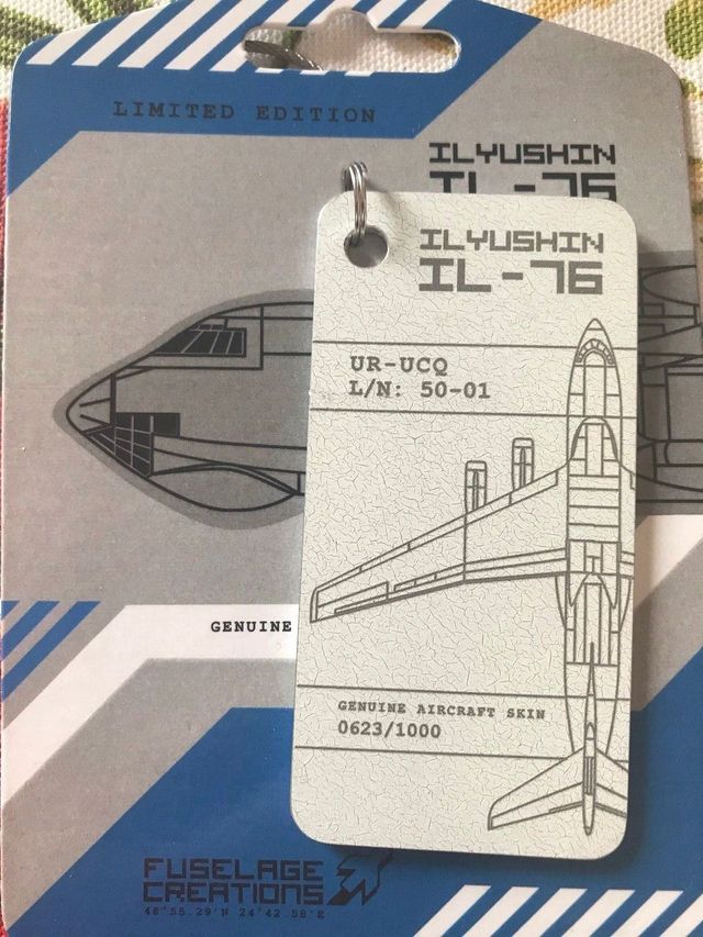 Ukrainian Cargo Il-76 (UR-UCQ) Keyring/ Aviationtag/ Fuselage