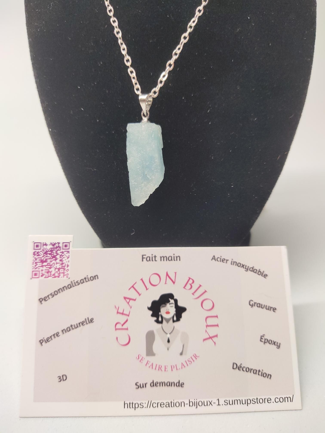 Collier aigue marine brute