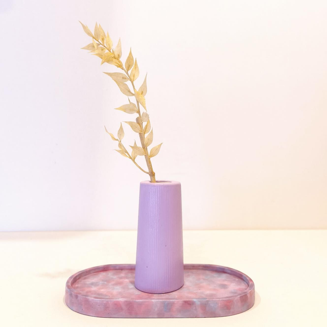 "Solune" Mini vase artisanal en gypse avec fleurs séchées – déco minimaliste   (1)